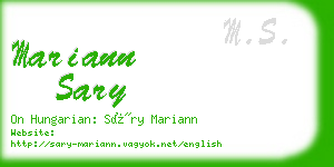 mariann sary business card